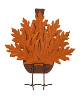 Glitzhome 12.25"H Thanksgiving Wooden Metal Turkey Table Decor