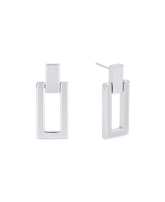 And Now This 18K Gold Plated or Silver Rectangle Post Drop Earring