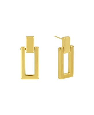 And Now This 18K Gold Plated or Silver Rectangle Post Drop Earring