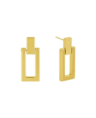 And Now This 18K Gold Plated or Silver Plated Rectangle Post Drop Earring