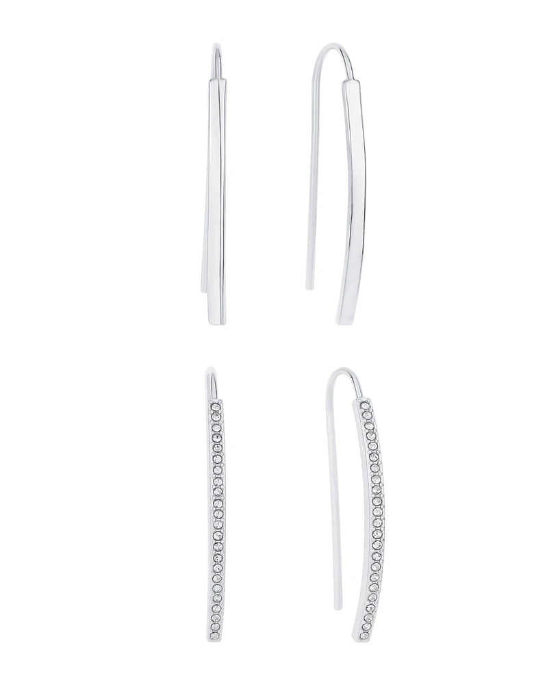 And Now This Crystal Curved Bar Earring Set