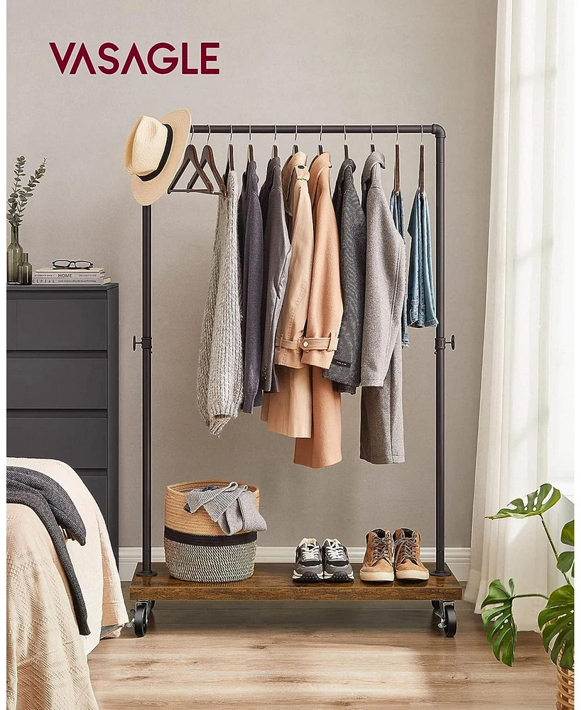 Slickblue Clothes Rack, Heavy Duty Clothing Rack, Industrial Pipe Style Rolling Garment Rack