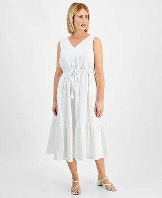 Style & Co Petite Drawstring-Waist Sleeveless Midi Dress, Created for Macy's