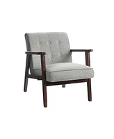 Slickblue Leisure Chair With Solid Wood Armrest And Feet, Mid-century Sofa