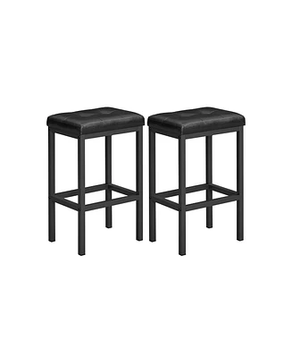 Slickblue Bar Stools, Set Of 2 Pu Upholstered Breakfast Stool, Backless, Simple Assembly