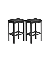 Slickblue Bar Stools, Set Of 2 Pu Upholstered Breakfast Stool, Backless, Simple Assembly