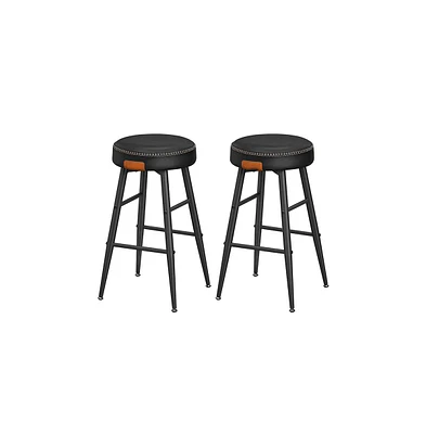 Slickblue Counter Stools Set Of 2, Kitchen Stools, Breakfast Synthetic Leather With Stitching