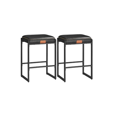 Slickblue Counter Height Bar Stools Set of 2, Synthetic Leather with Stitching