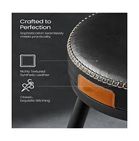 Slickblue Swivel Counter Stools with Synthetic Leather Backs, Set of 2