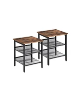 Slickblue Industrial Mesh Shelves Side Table Set Of 2