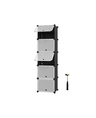 Slickblue Shoe Rack, 10-Slot Storage Organizer Unit with Doors, Portable Cube Shoe Storage Organizer