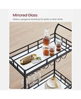 Slickblue Home Bar Serving Cart, Wine Cart with 2 Mirrored Shelves, Holders, Glass for Kitchen