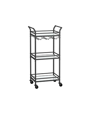 Slickblue Small Bar Cart With 3-tier Mirrored Shelf