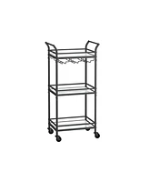 Slickblue Small Bar Cart With 3-tier Mirrored Shelf
