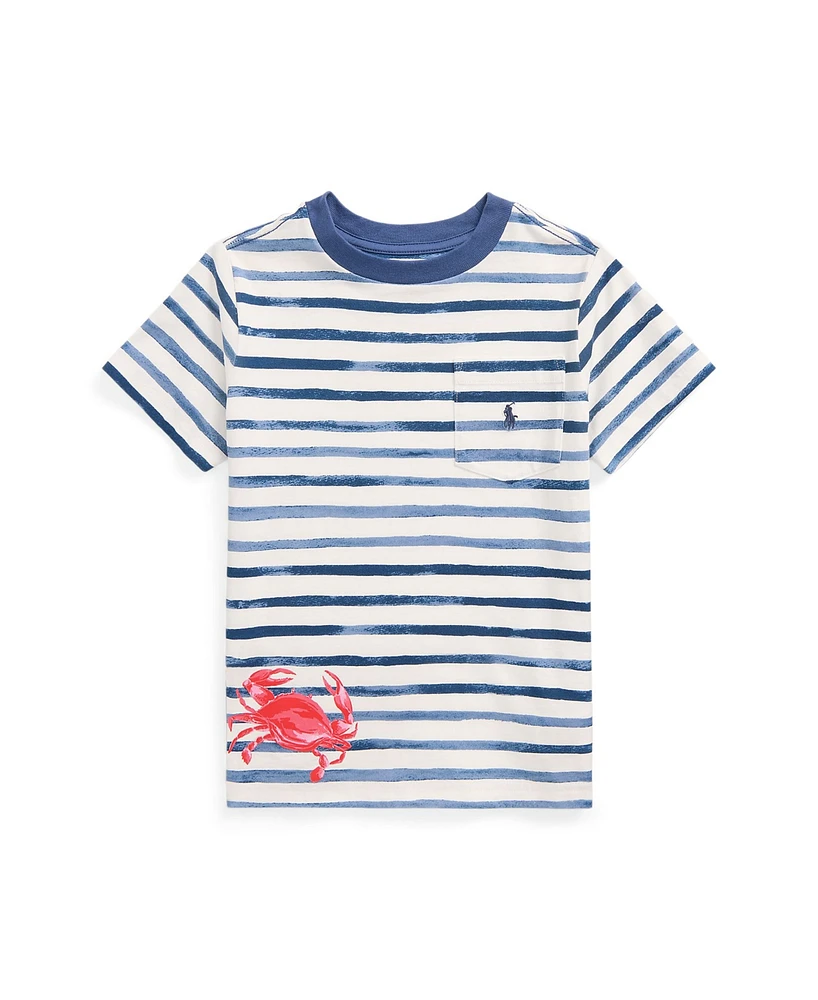 Polo Ralph Lauren Toddler and Little Boys Striped Crab Cotton Jersey Pocket Tee