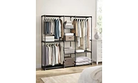 Slickblue Freestanding Closet Organizer, Portable Wardrobe with Hanging Rods