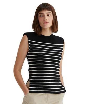 Crescent Women's Blake Sleeveless Power Shoulder Stripe Top