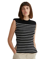 Crescent Women's Blake Sleeveless Power Shoulder Stripe Top