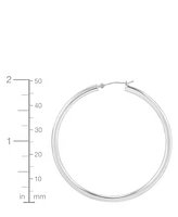 Polished Thin Tube Hoop Earrings (3mm) 14k Gold (50mm)