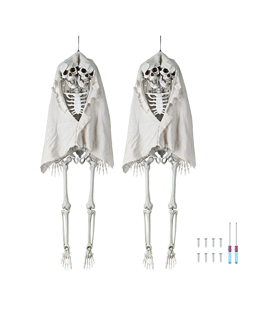 Yescom 65" Two Headed Skeleton Bone Life Size Prop Halloween Decor 2 Pack