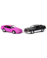 Greenlight Collectibles 1/64 Twin Pack 1988 Ford Mustang Gt Black/Silver & Pink, Lp Diecast