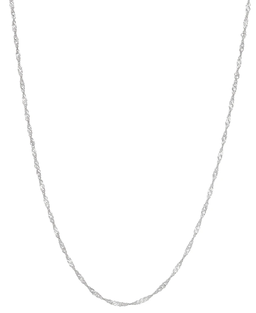 Singapore Chain 24" Strand Necklace (1-1/3mm) in 14k White Gold