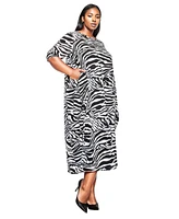 L I V D Plus Gwenyth Zebra Print Pocket Dress