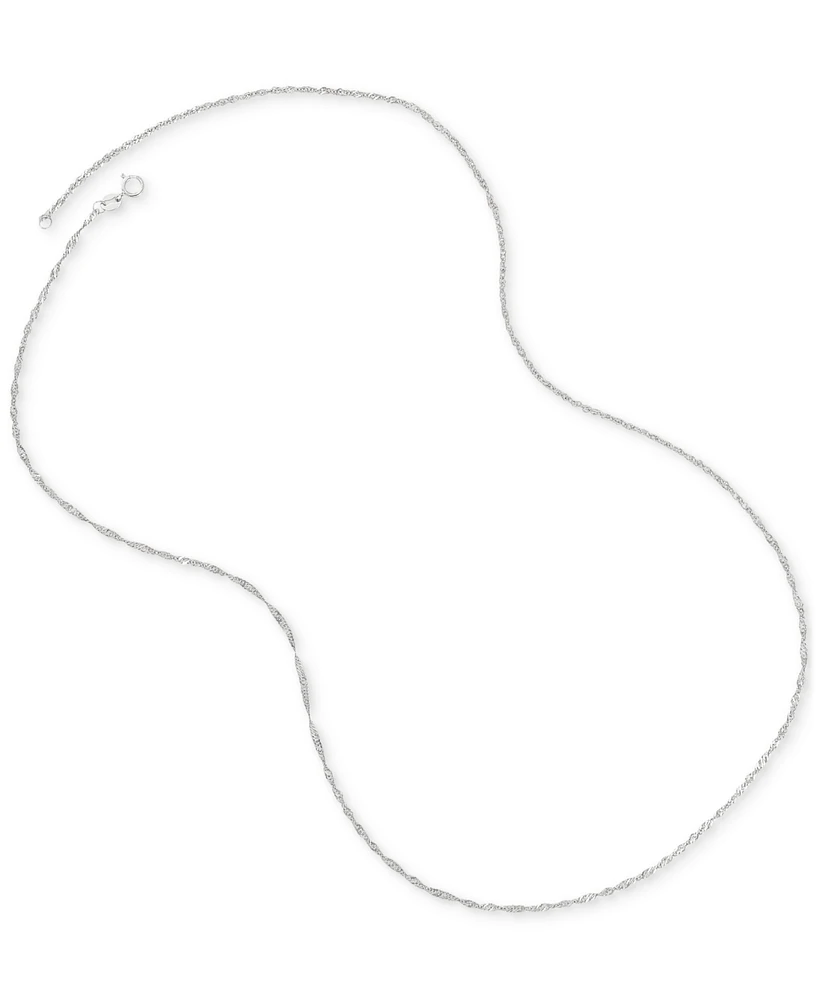 Singapore Chain 20" Strand Necklace (1-1/3mm) in 14k White Gold