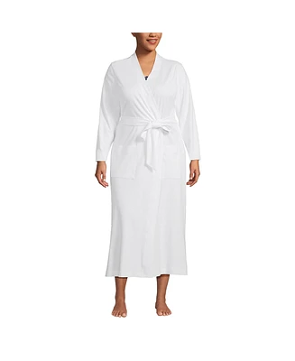 Lands' End Plus Cotton Long Sleeve Midcalf Robe