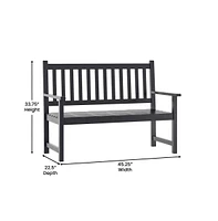 Merrick Lane Andover Indoor/Outdoor Patio Bench/Dual-Person Loveseat With Slatted Acacia Wood Design For Use Sunroom, Backyard, Porch, Or Garden