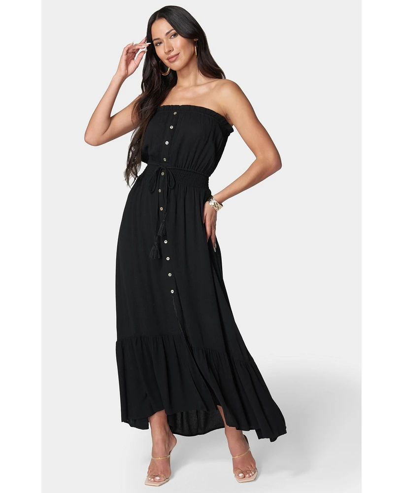 bebe Women's Strapless Maxi Dress