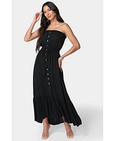 bebe Women's Strapless Maxi Dress