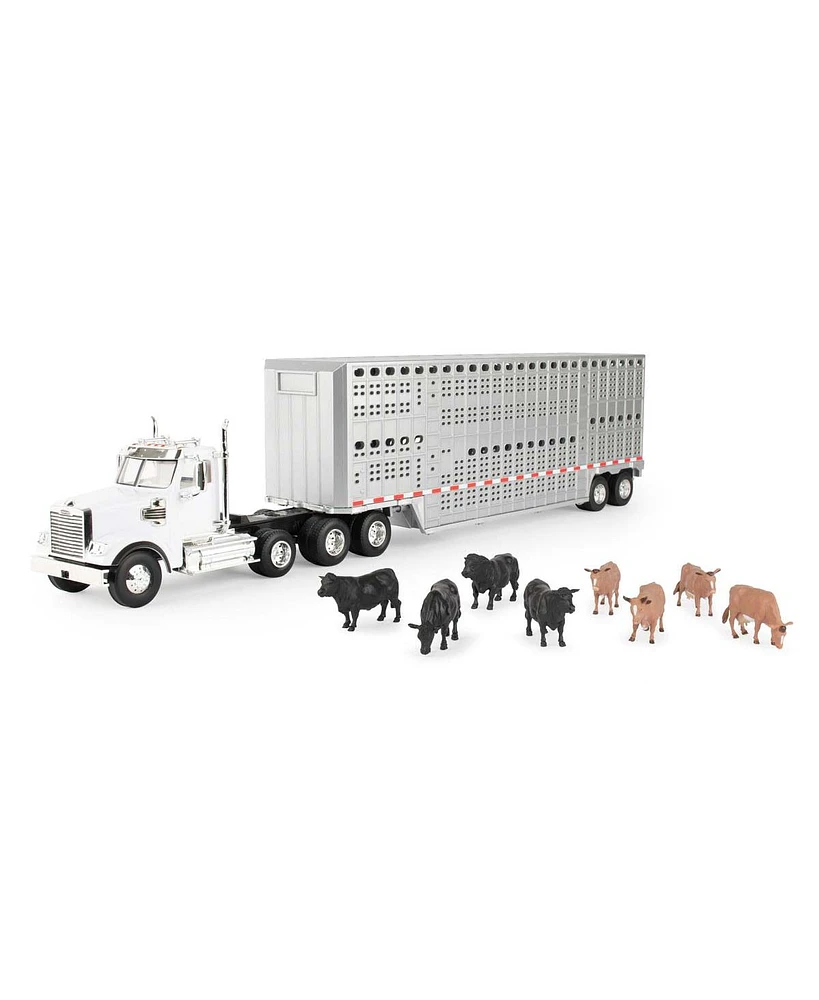 Ertl 1/32 Freightliner Semi with Livestock Trailer & Cattle by