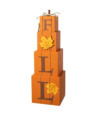 Glitzhome 25.5"H Halloween and Fall Wood Reversible Boxed Porch Decor