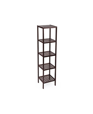 Slickblue 5-Tier Wicker Bathroom Shelf, Standing Kitchen Rack, for Narrow Spaces, Living Room