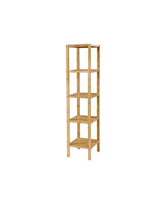 Slickblue 5-Tier Wicker Bathroom Shelf, Standing Kitchen Rack, for Narrow Spaces, Living Room