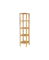 Slickblue 5-Tier Wicker Bathroom Shelf, Standing Kitchen Rack, for Narrow Spaces, Living Room