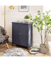Slickblue Bathroom Floor Storage Cabinet With Double Door Adjustable Shelf