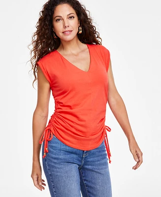 I.n.c. International Concepts Women's Side-Tie V-Neck Top, Created for Macy's