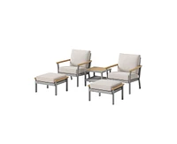 Slickblue 5 Piece Patio Furniture Set, 2 Lounge Chairs, 2 Ottomans, 1 Coffee Table