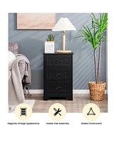 Inolait 3-Drawer End Storage Wood Side Nightstand