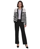 Karl Lagerfeld Women's Striped Open-Front Cardigan Sweater