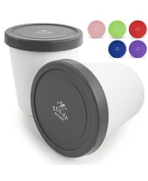 Zulay Kitchen Ice Cream Containers For Homemade - Reusable Pint Container with Lids (2 Pack)