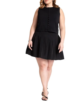 Eloquii Plus Preppy Pleated Mini Skirt - 28, Black Onyx