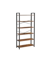 Slickblue Bookshelf, Home Office Bookcase, Storage Rack With Steel Frame, For Living Room