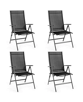 Gymax 4PCS Folding Chair Patio Garden Outdoor w/ Steel Frame Adjustable Backrest