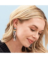 Ink + Alloy Lilah Semi-Precious Stone Post With Organic Shapes Beaded Fringe Earrings
