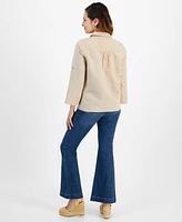 I.n.c. International Concepts Petite Linen-Blend Twist-Hem Shirt, Created for Macy's