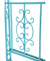 Evergreen Montebello Iron Garden Arbor, Coastal Blue- 53 x 84 x 23 Inches Fade and Weather Resistant Outdoor Decor