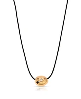 Ettika Single Crystal Polished Pebble Leather Pendant Necklace